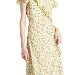 Women's wrap V-neck A-line medium length dress wit